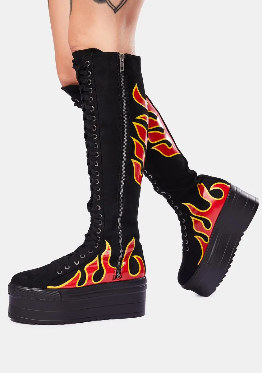 Burning Up Knee-High Boots