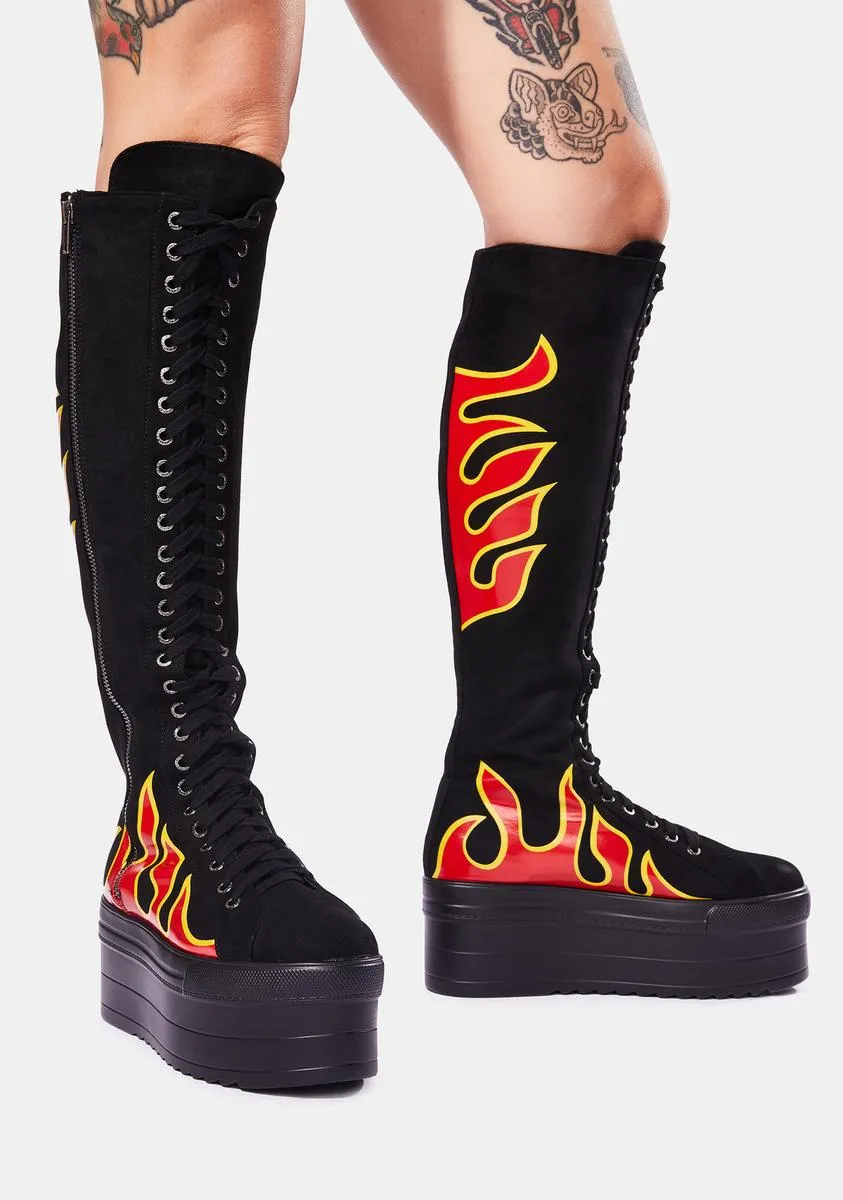 Burning Up Knee-High Boots