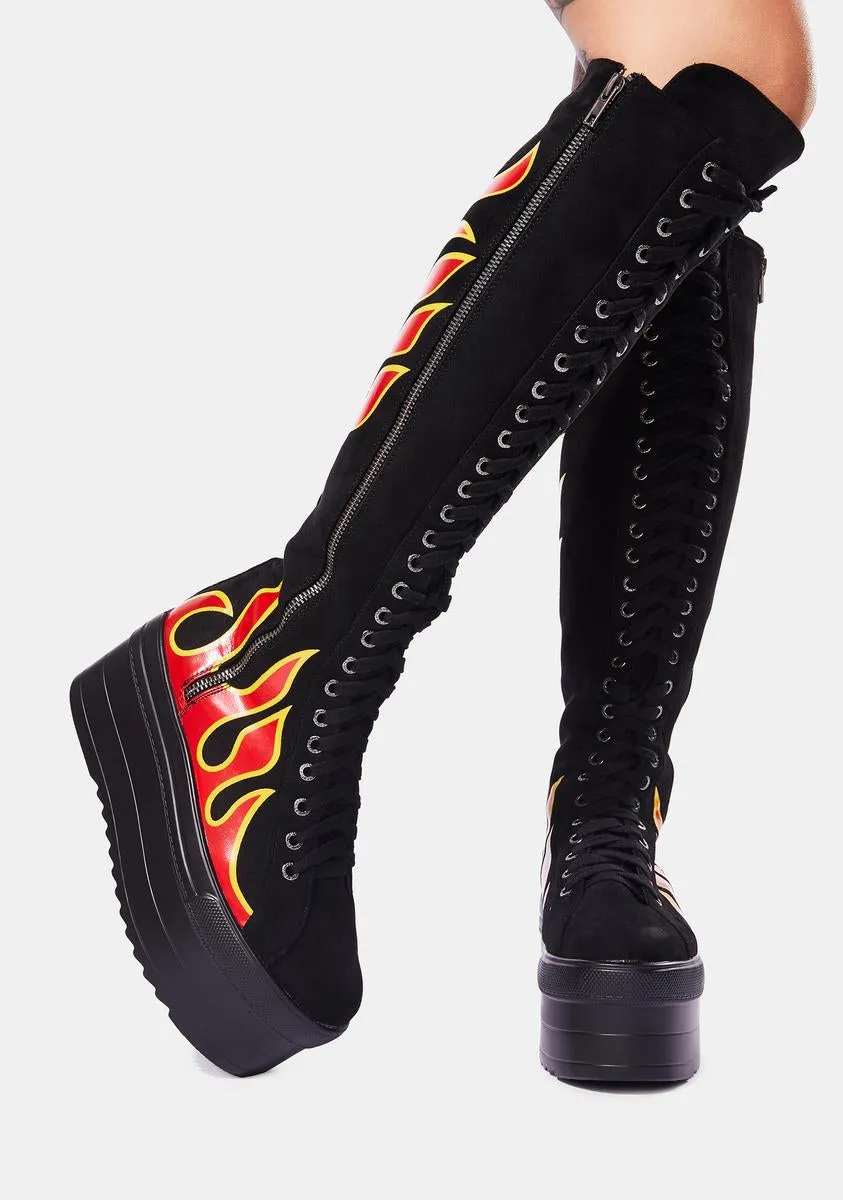 Burning Up Knee-High Boots