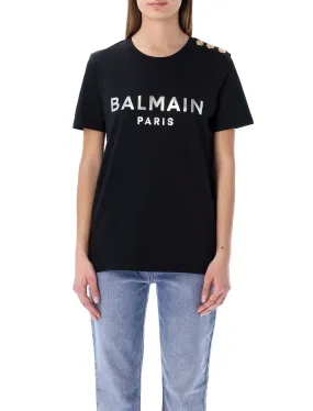 Balmain Buttoned Embellished Crewneck T-Shirt