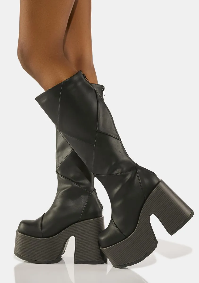 Camel-280 Leather Knee-High Boots