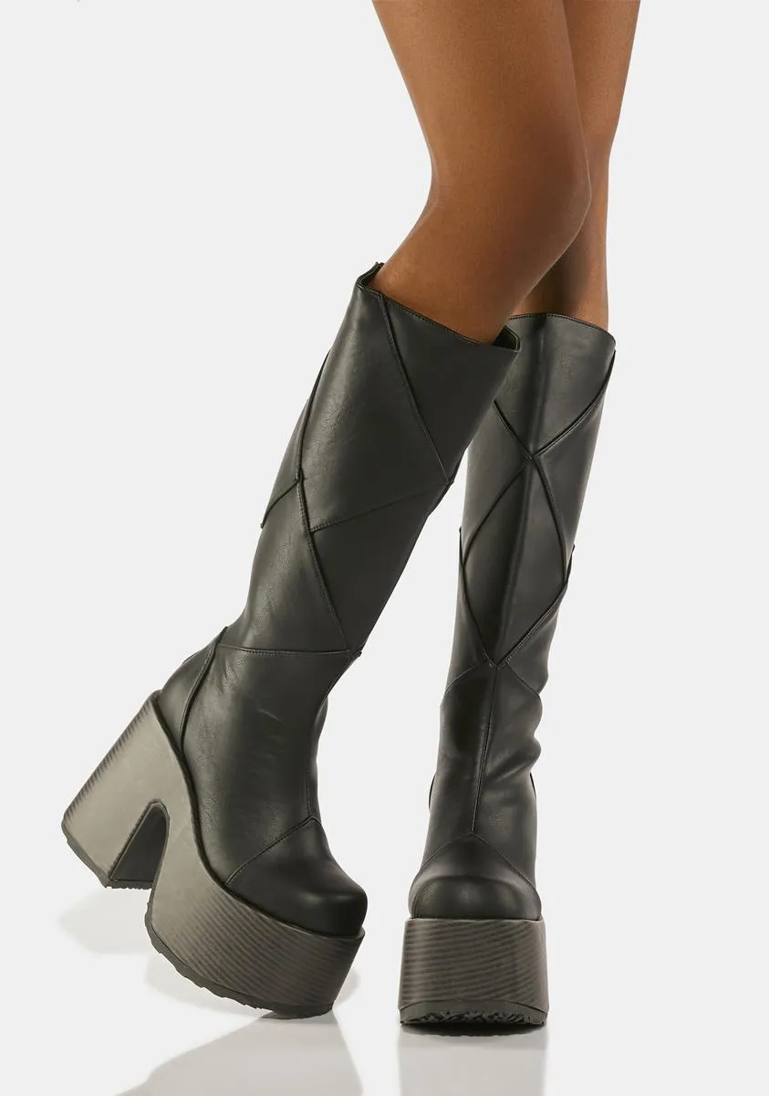 Camel-280 Leather Knee-High Boots