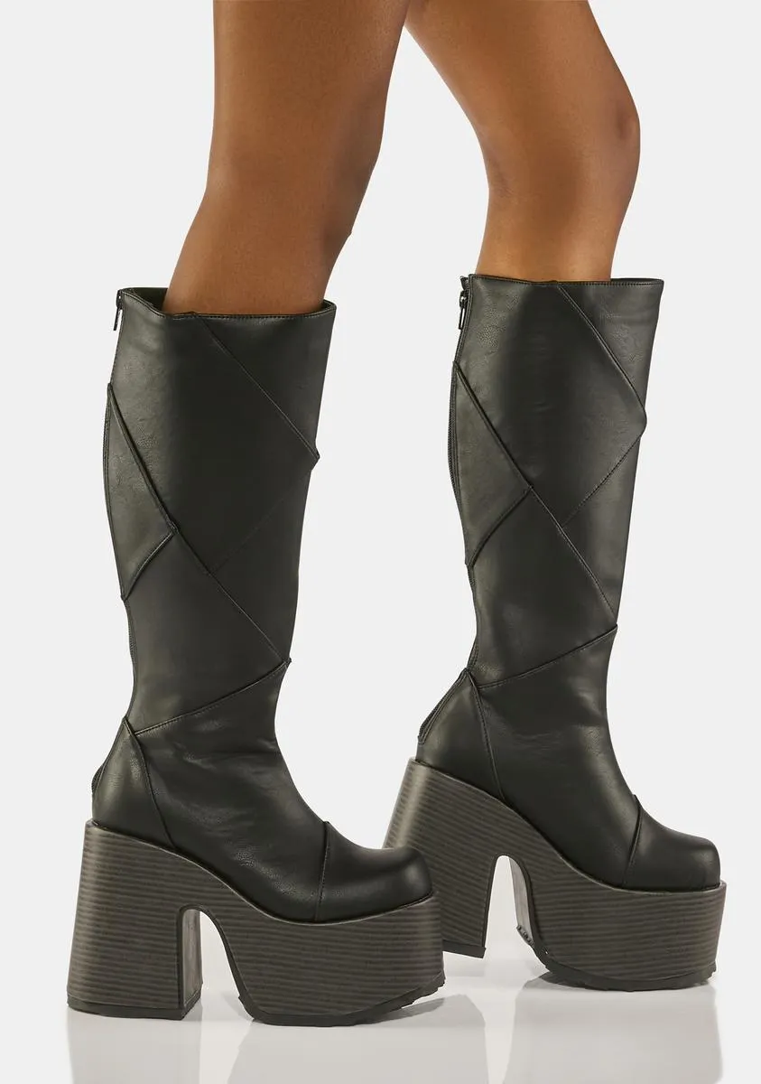 Camel-280 Leather Knee-High Boots