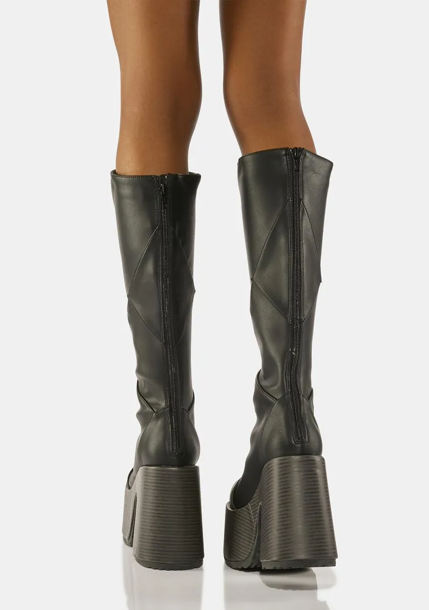 Camel-280 Leather Knee-High Boots