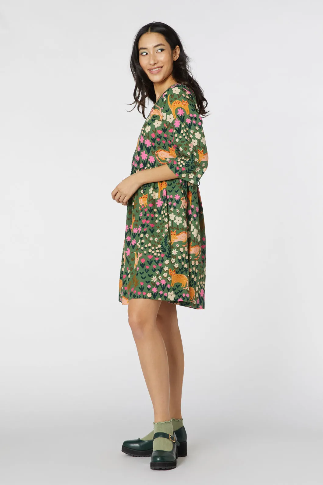 Floral Cat Print Dress