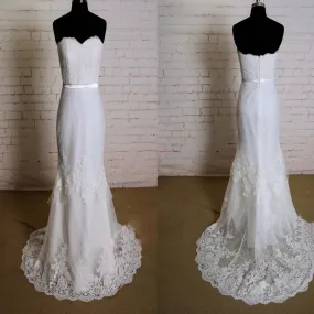 Elegant Column Wedding Dress with Strapless Sweetheart Neckline