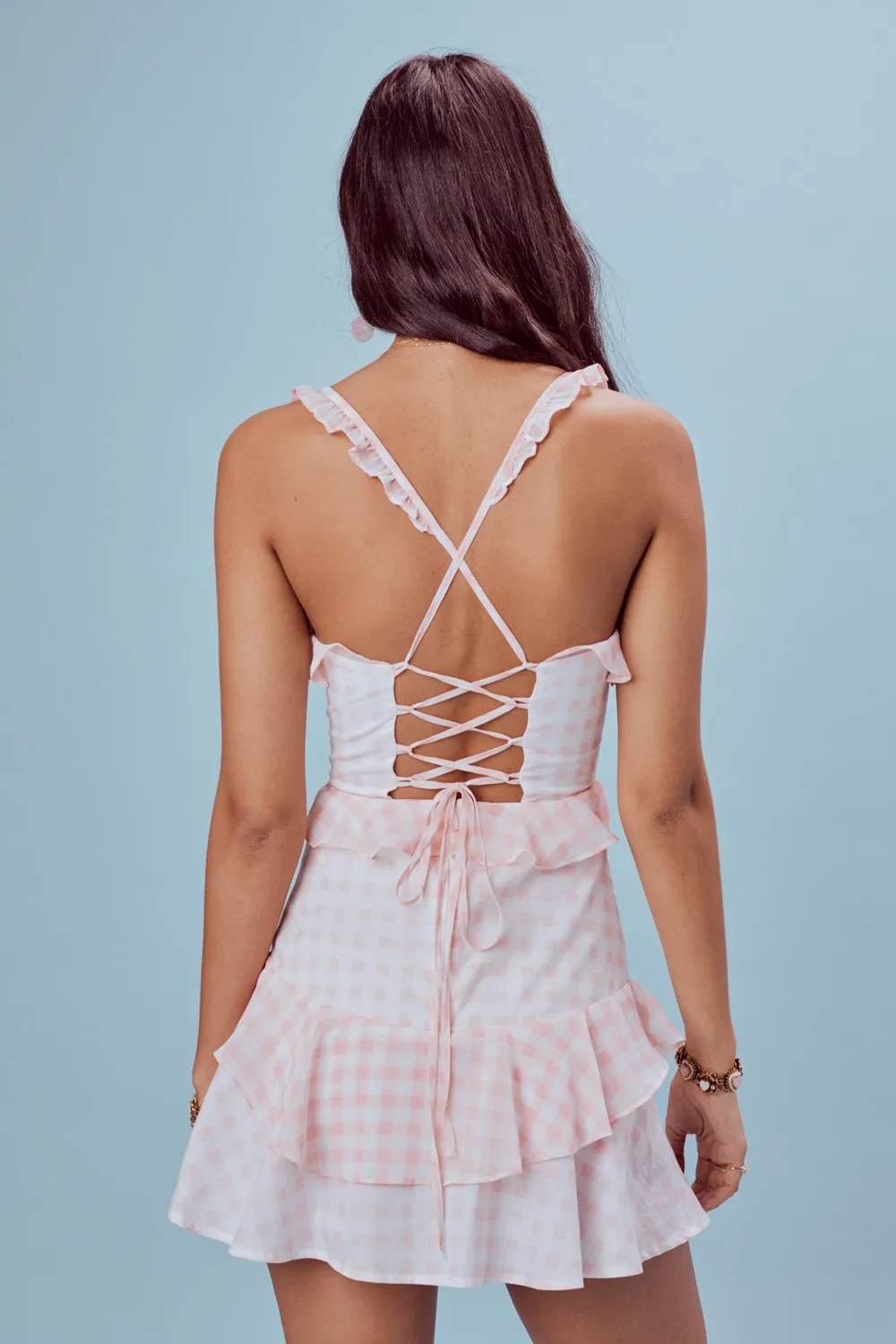 Ruffled Pink Gingham Mini Dress by For Love and Lemons