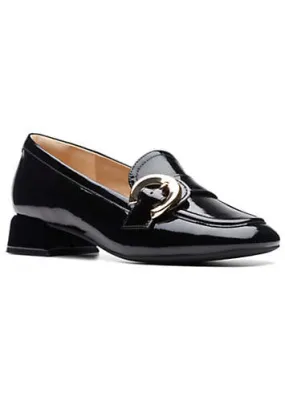 Clarks Kaleidoscope Black Patent Shoes with Daiss30 Trim