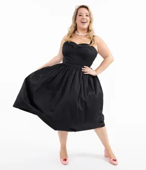 Plus Size 1950s Black Kiana Swing Dress