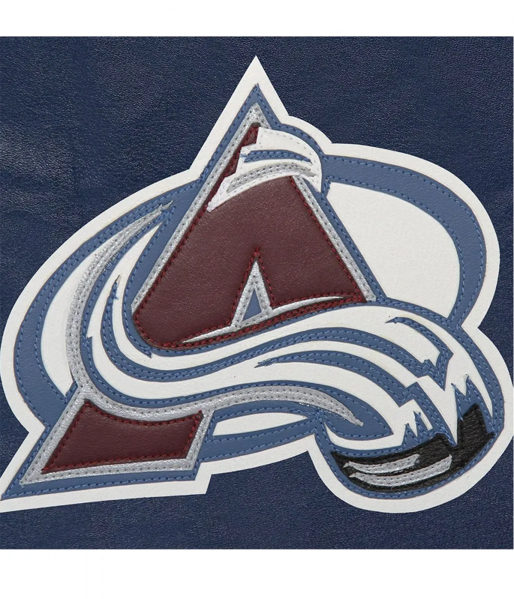 Colorado Avalanche Navy Blue Leather Bomber Jacket