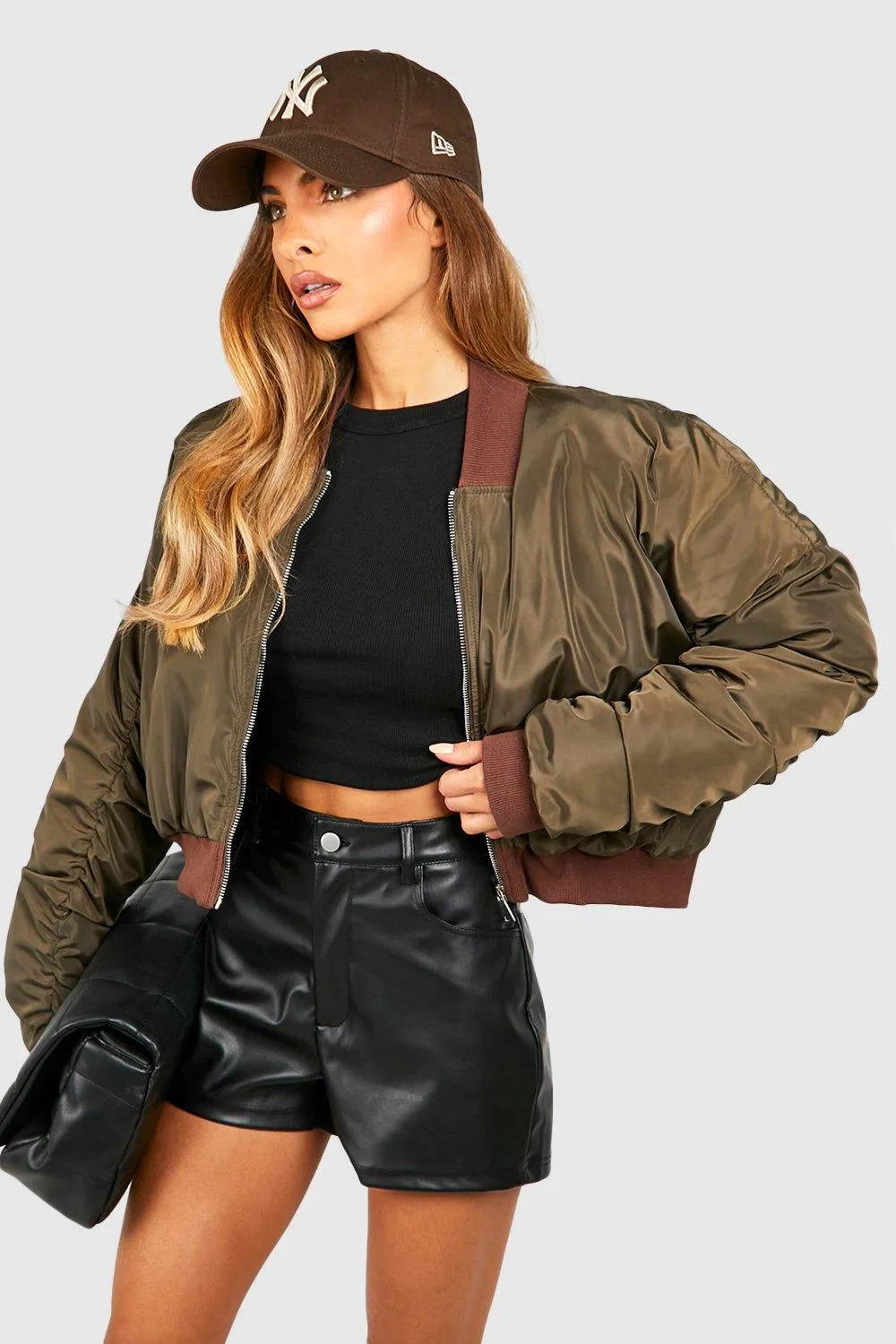 Contrast Rib Bomber Jacket