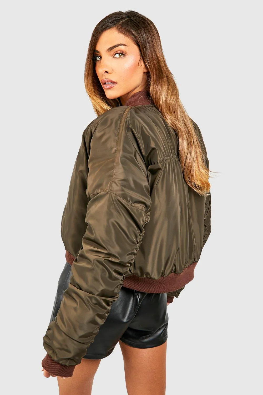 Contrast Rib Bomber Jacket