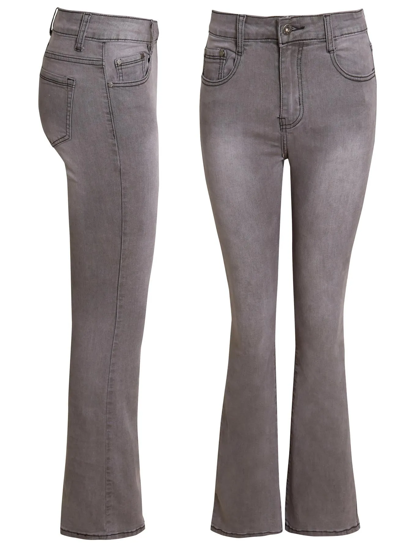 Denim Grey Bootcut Jeans High Waist UK Sizes 8 to 16