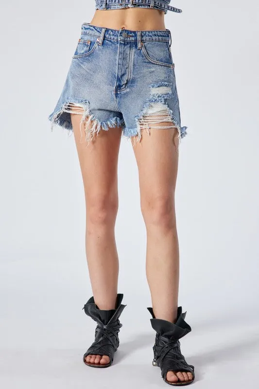 Destroyed High Waisted Shorts