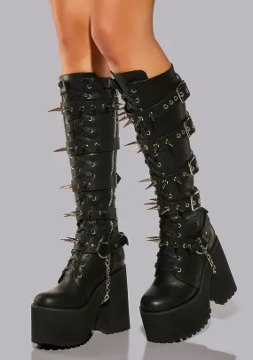 Doom Demon Knee High Boots