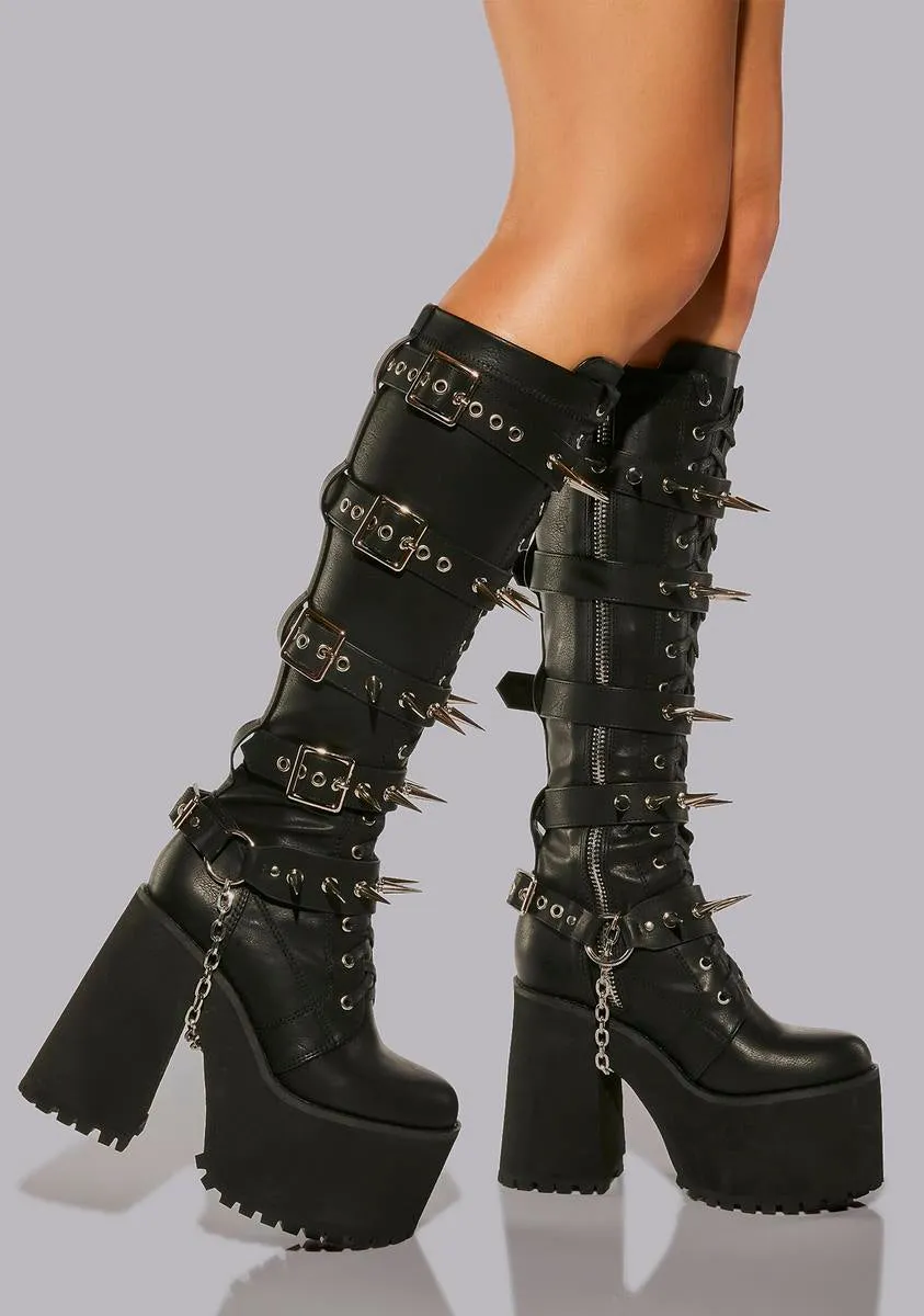 Doom Demon Knee High Boots