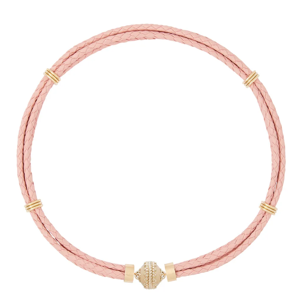 Dusty Rose Aspen Leather Necklace