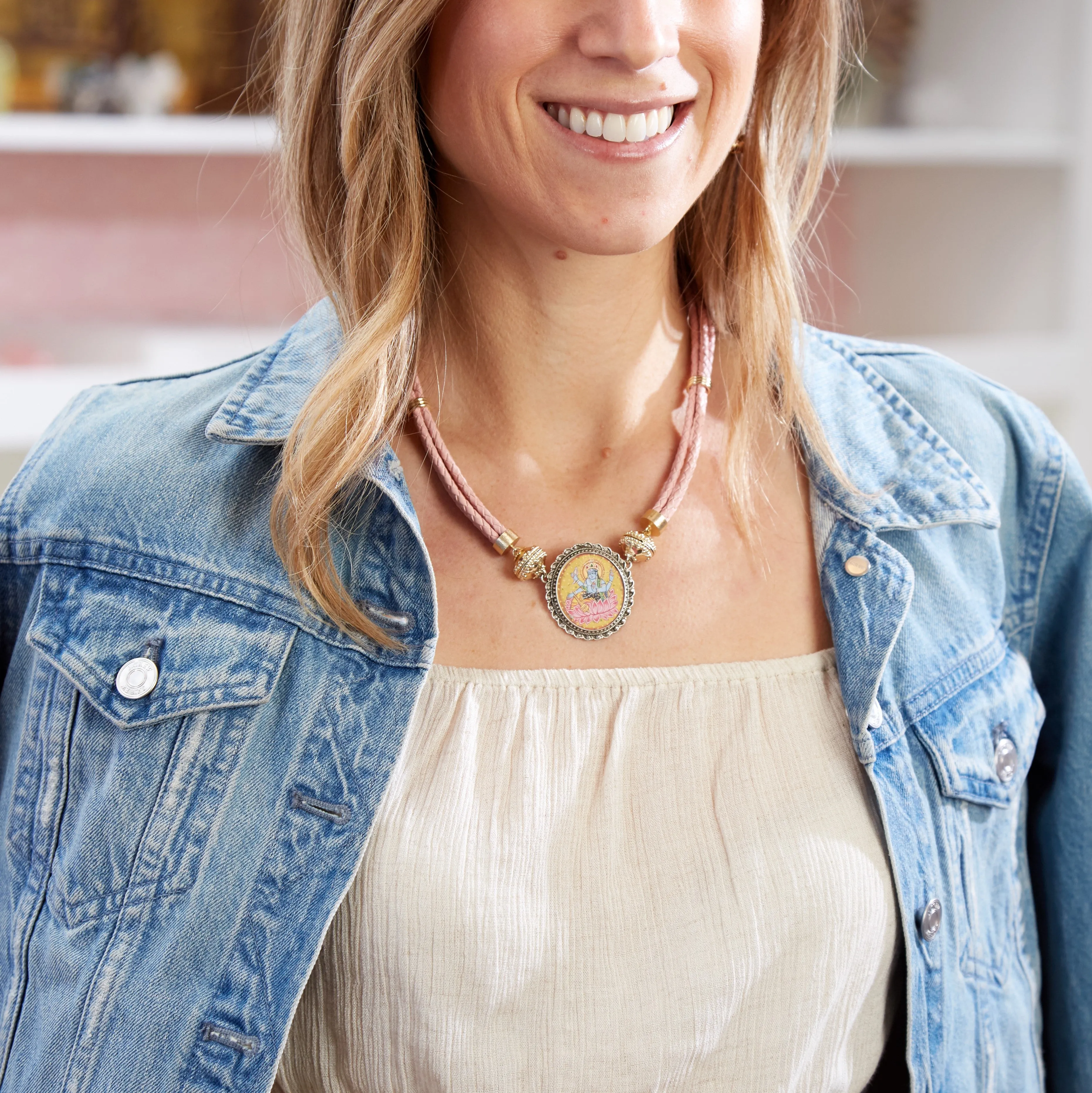 Dusty Rose Aspen Leather Necklace