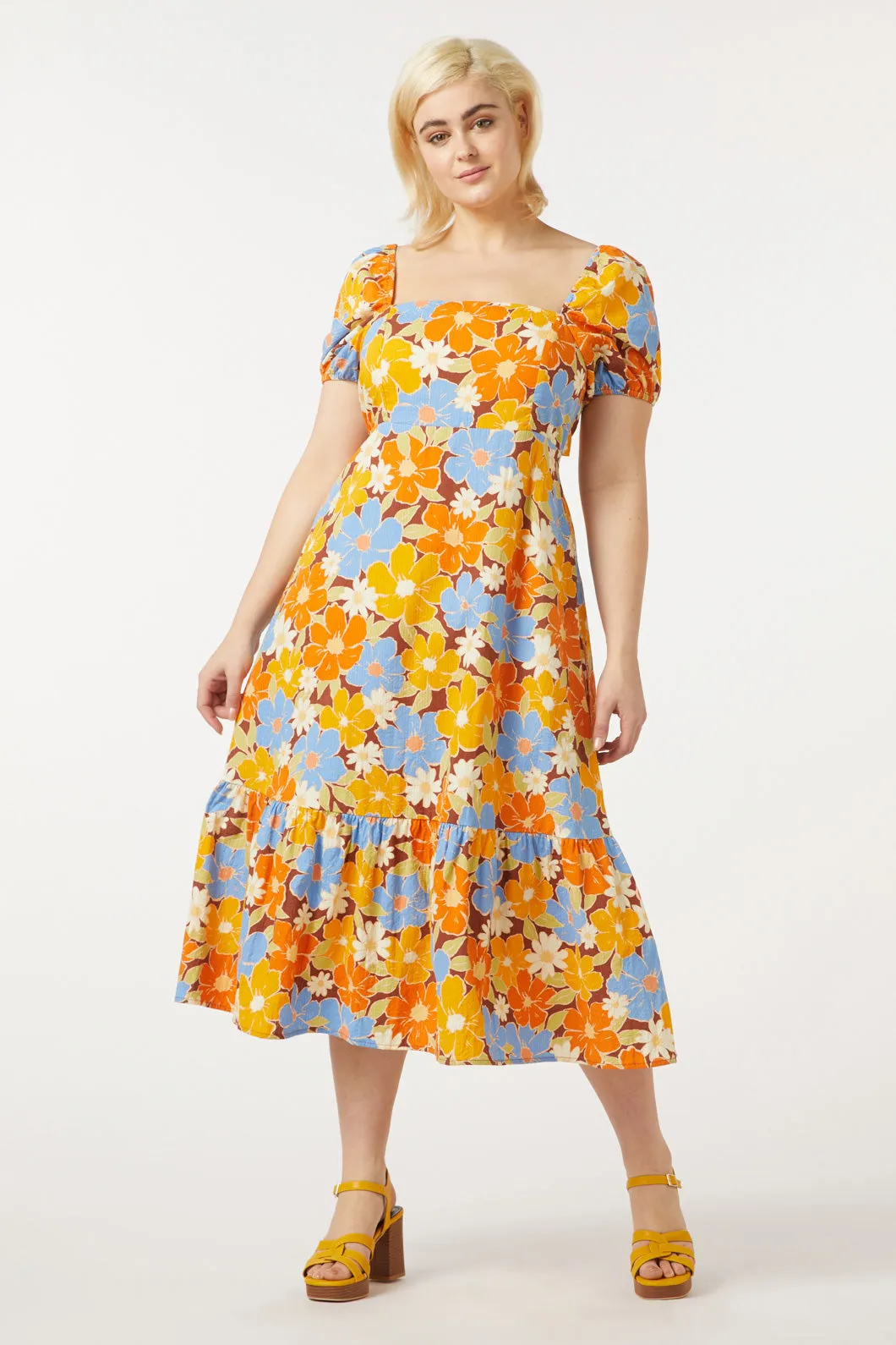 Midi Dress with Floral Pattern Named Edie