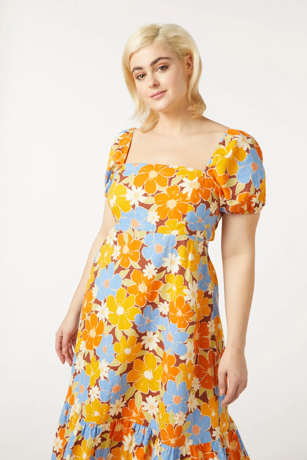 Midi Dress with Floral Pattern Named Edie