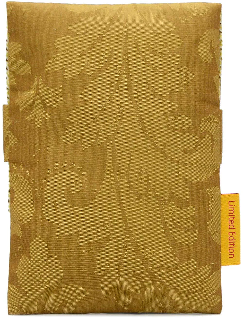 Foldover Pouch in Gold Silk with Acanthus Leaf Design