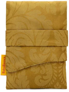 Foldover Pouch in Gold Silk with Acanthus Leaf Design