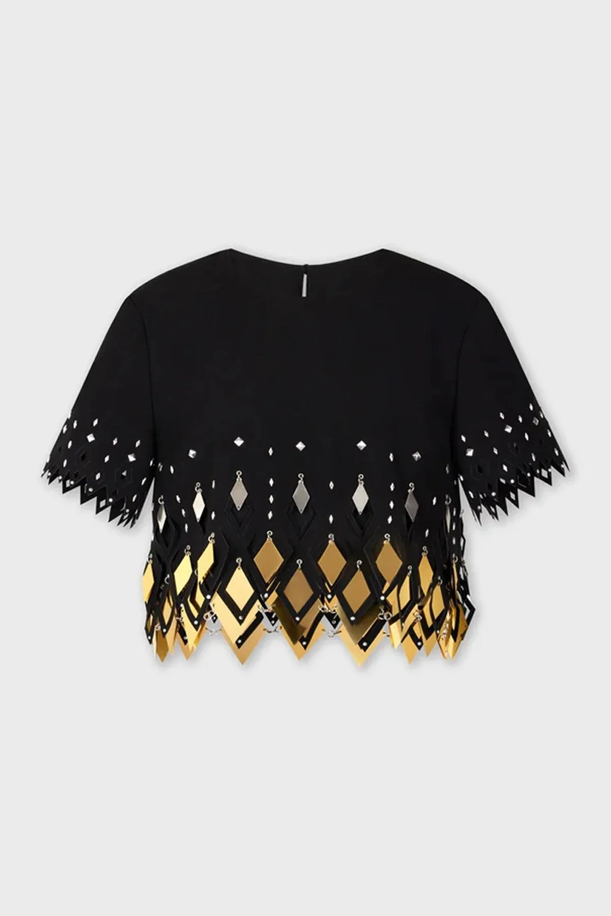 Black Embellished Crop Top