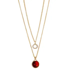 Crystal & Garnet Layered Necklace