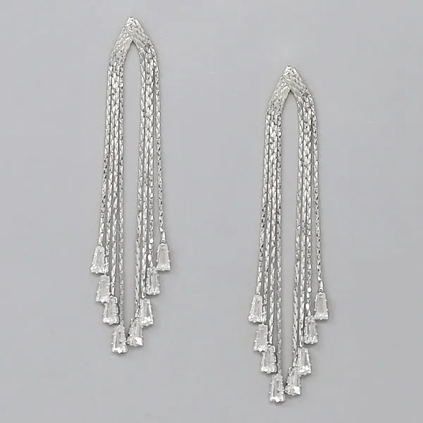 CZ Chain Fringe Earrings