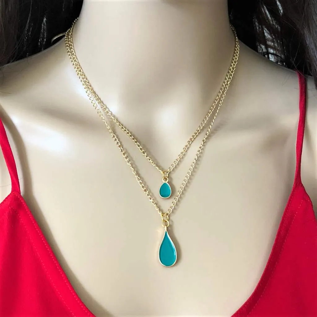 Colorful Teardrop Enamel Necklace