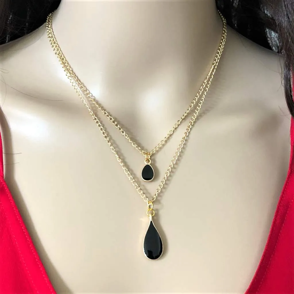 Colorful Teardrop Enamel Necklace