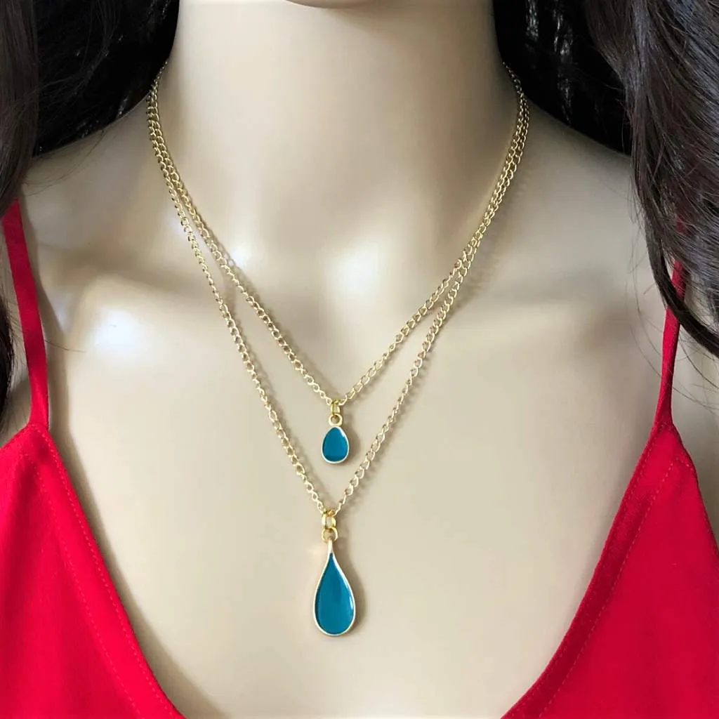 Colorful Teardrop Enamel Necklace