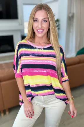 Yellow Pink Multi Stripe Essential Blouse