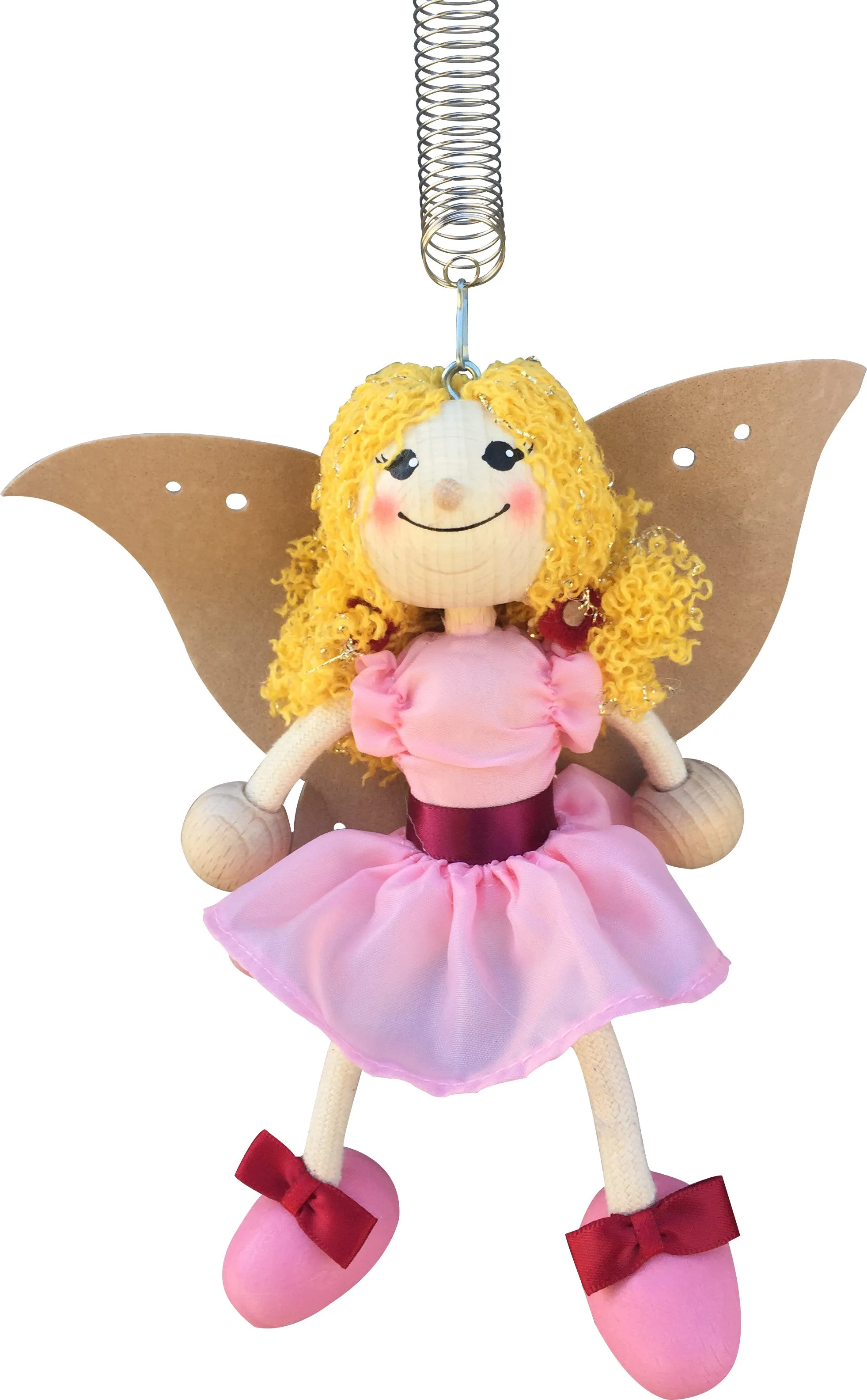 Pink Fairy Large Wings Wooden Jumpie