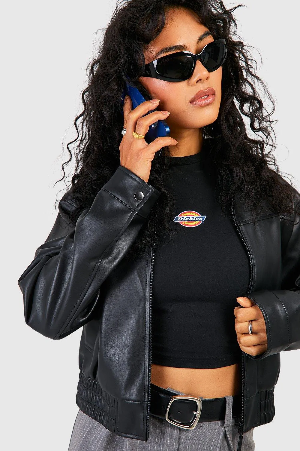 Faux Leather Bomber