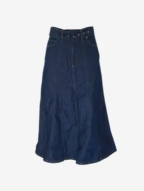 Long Flared Denim Skirt in Dakota Model