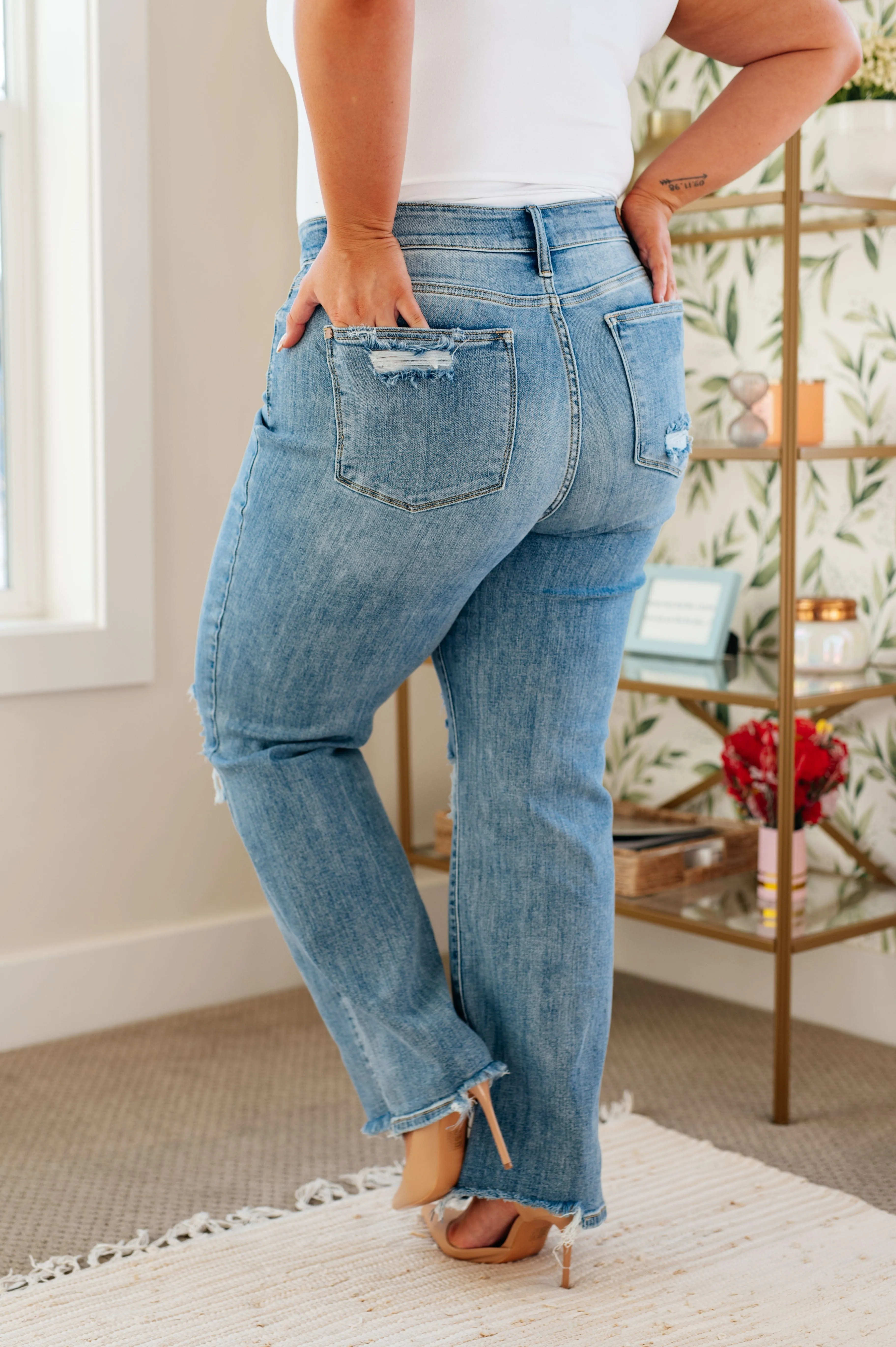 Light Judy Blue High Rise 90's Straight Jeans