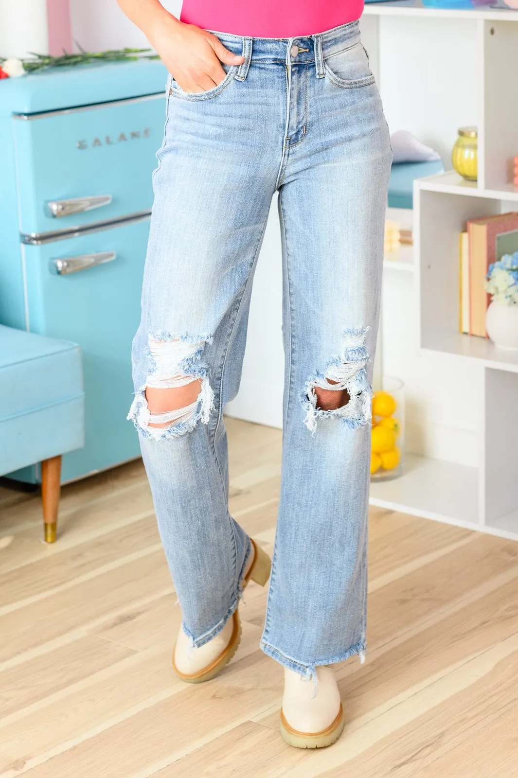 Light Judy Blue High Rise 90's Straight Jeans