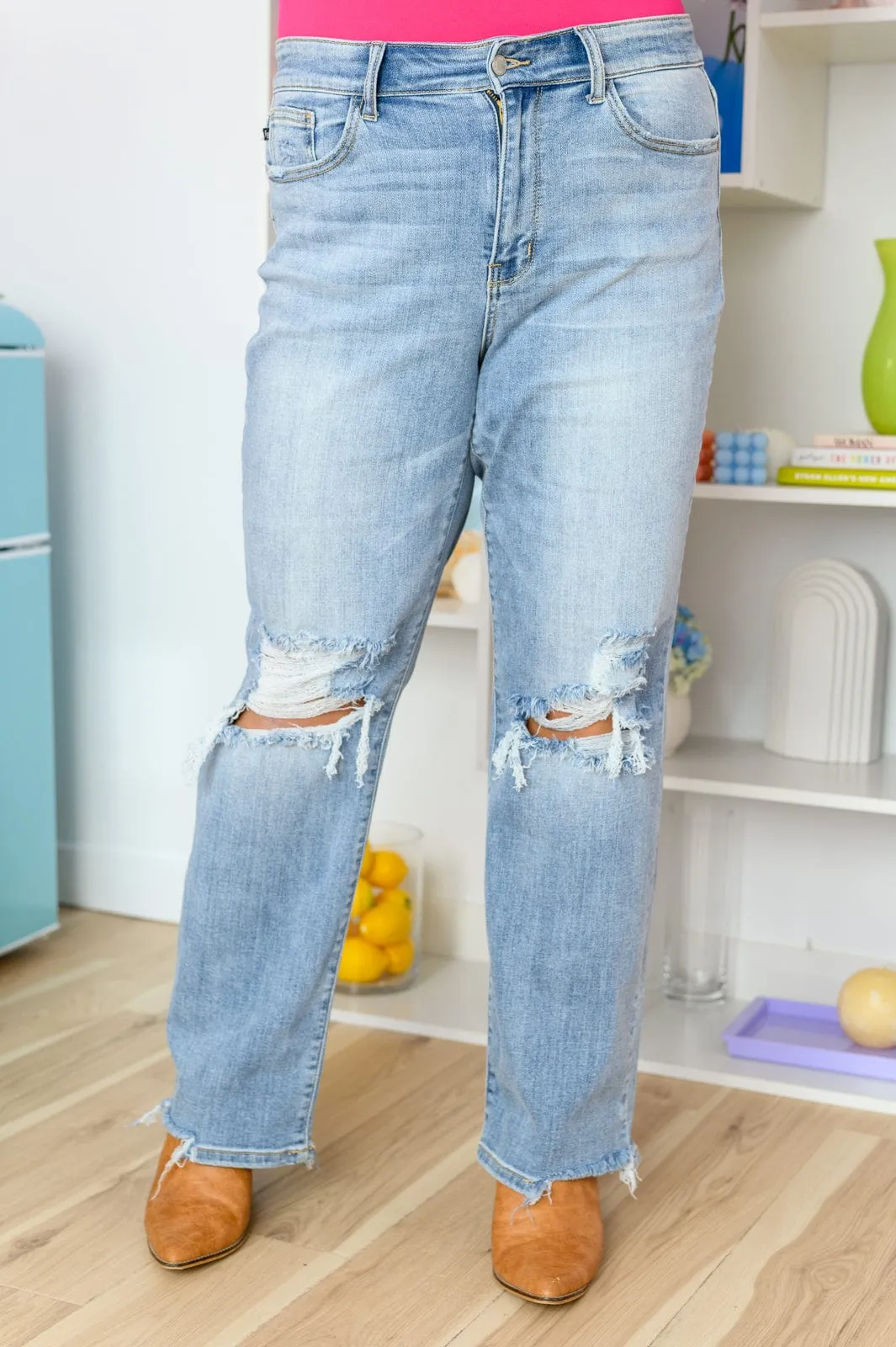 Light Judy Blue High Rise 90's Straight Jeans