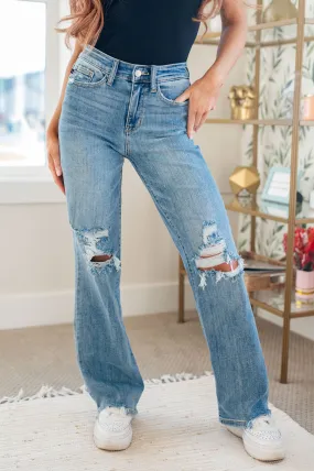 Light Judy Blue High Rise 90's Straight Jeans