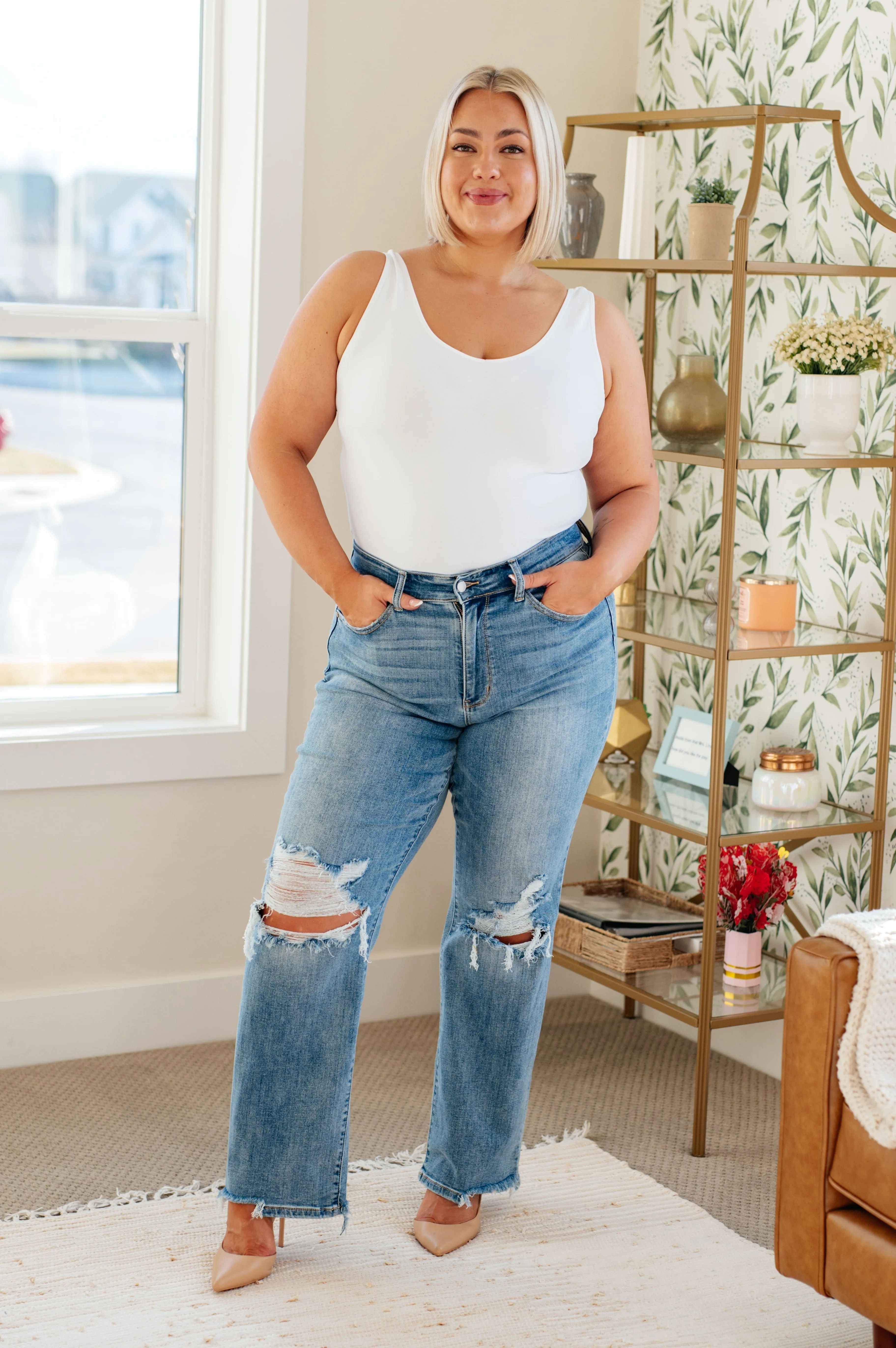 Light Judy Blue High Rise 90's Straight Jeans