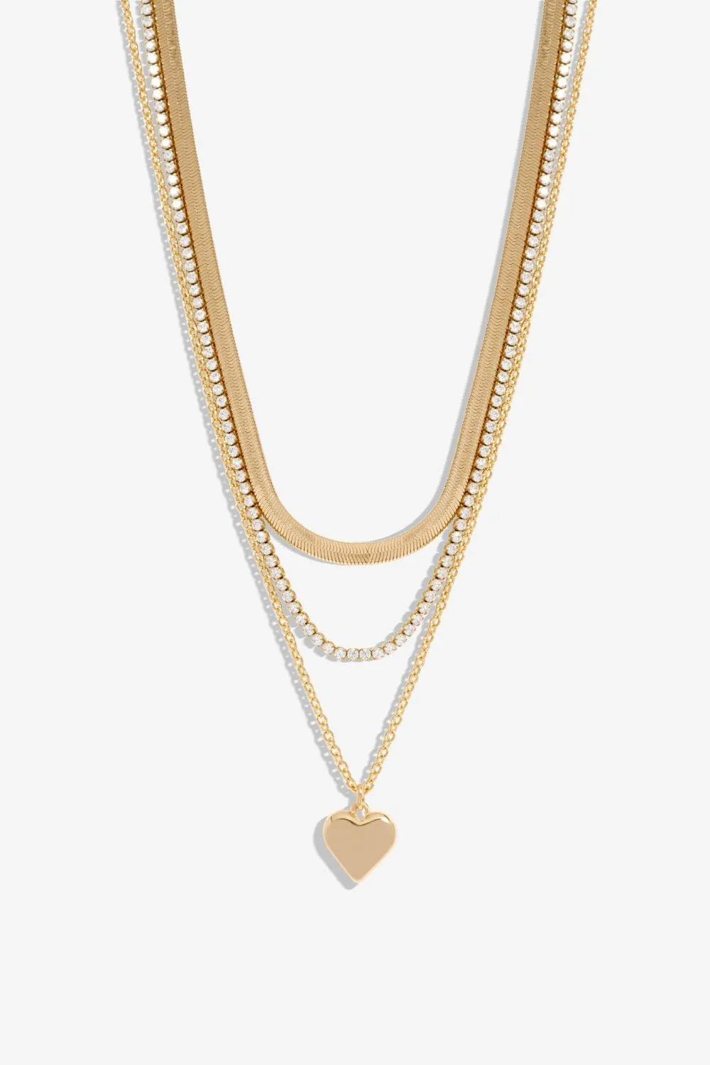 Gold Crystal Delicate Heart Layered Necklaces by Jewellery Mood