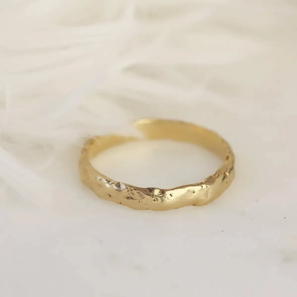 Textured Solid Gold Wide Band