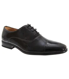 Goor Men's Black Patent Pleated Cap Oxford Tie Shoes - UTDF307