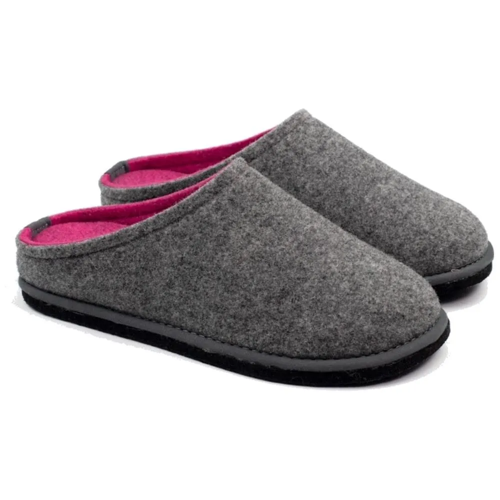 Lowenweiss Women's Felted Wool Grey Fuchsia Slippers 6800BC 903 988