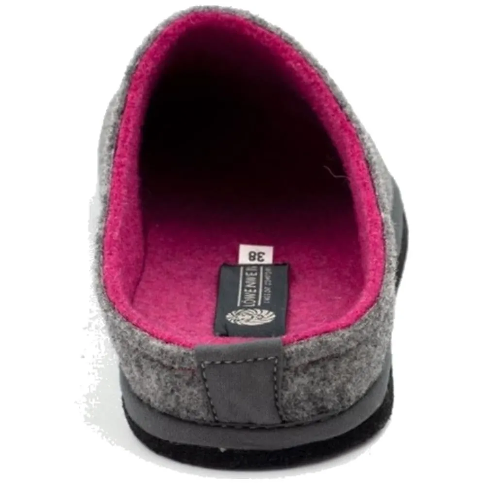 Lowenweiss Women's Felted Wool Grey Fuchsia Slippers 6800BC 903 988