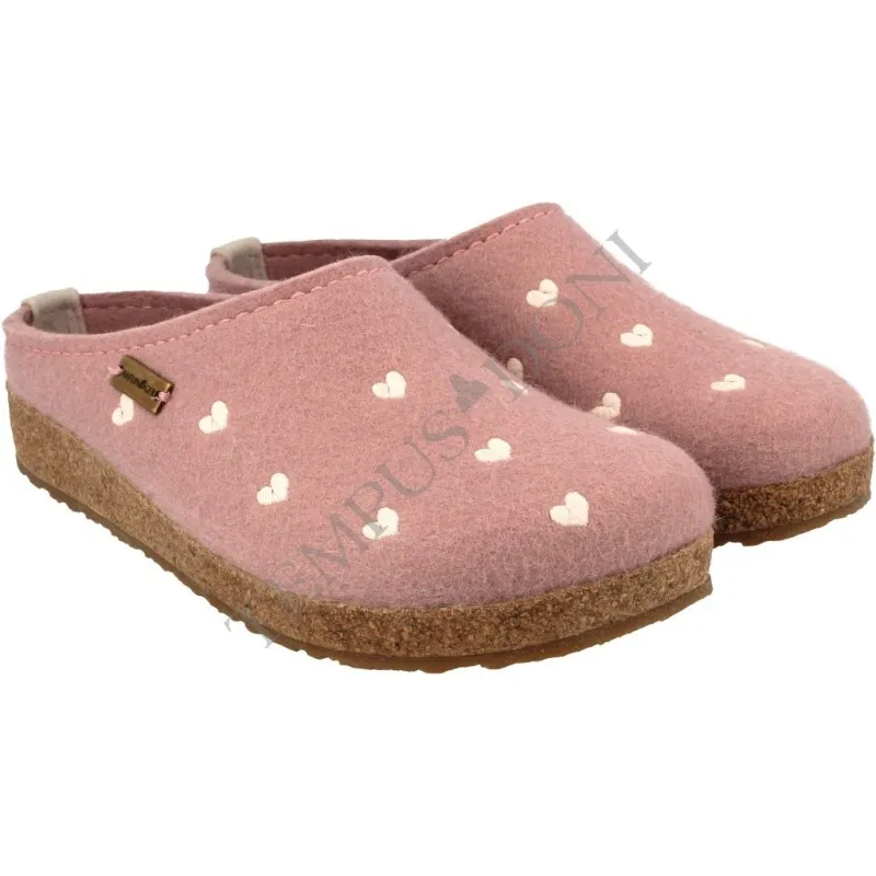 HAFLINGER Grizzly Pink Heart Slippers