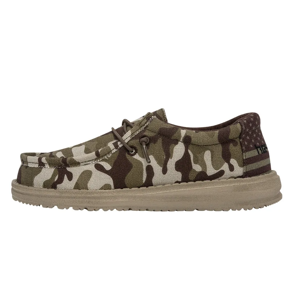 Camo Flag Hey Dude Boys' Wally Youth Slip On Shoes