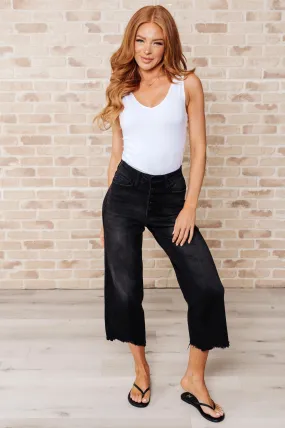 High Rise Button Fly Wide Leg Crop Jeans by Judy  Blue