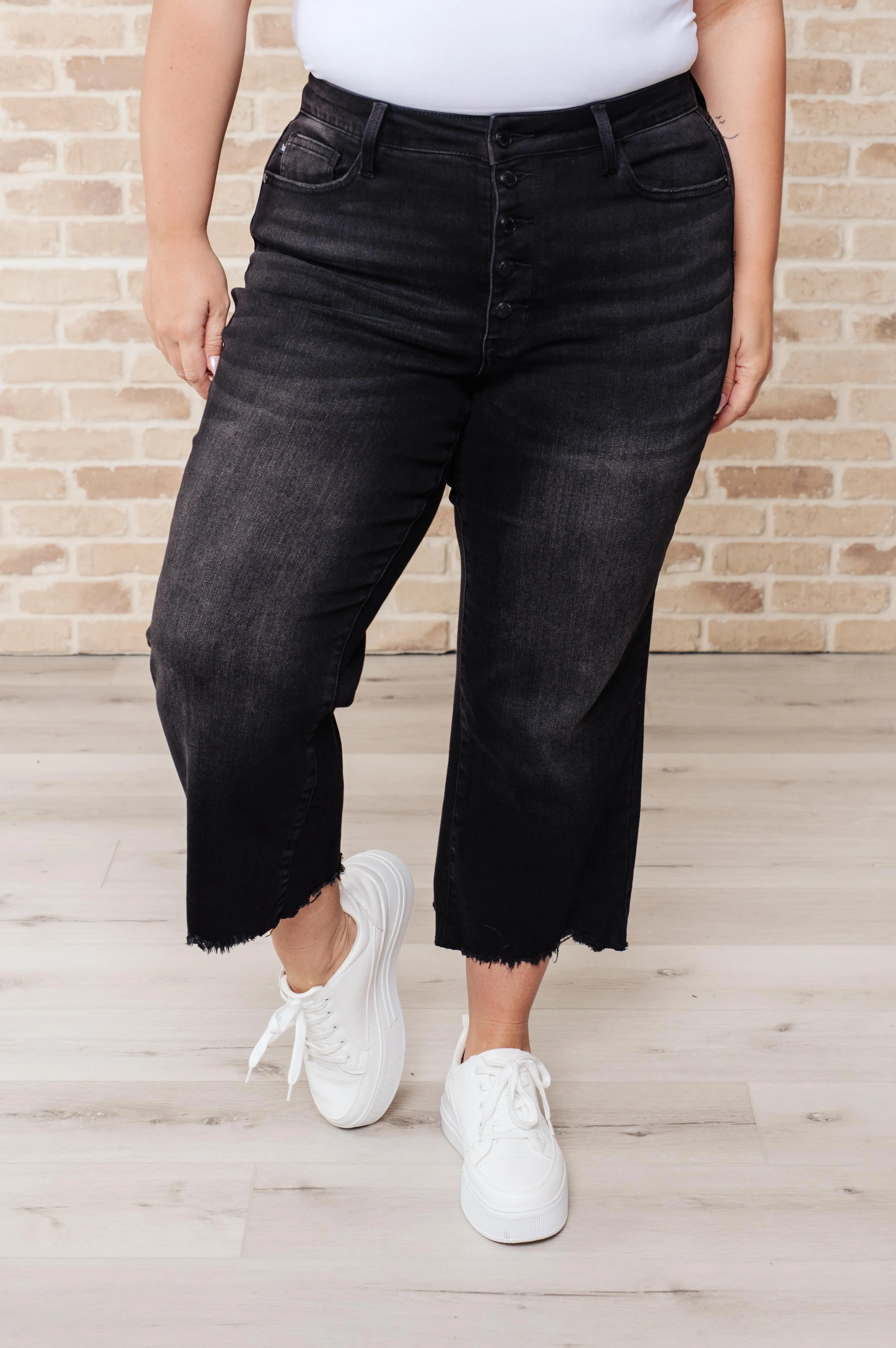 High Rise Button Fly Wide Leg Crop Jeans by Judy  Blue